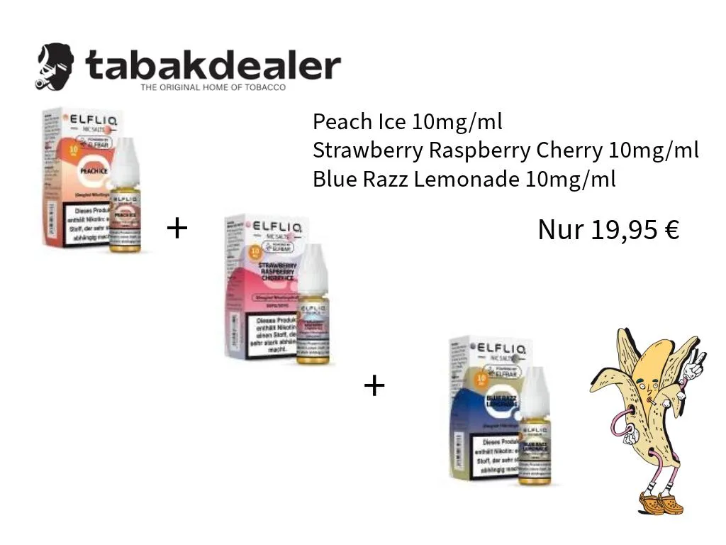ELFLIQ Peach Ice, Strawb. Raspb. Cherry, Blue Razz Lemonade 10mg/ml 3er 3 x 1 Stück