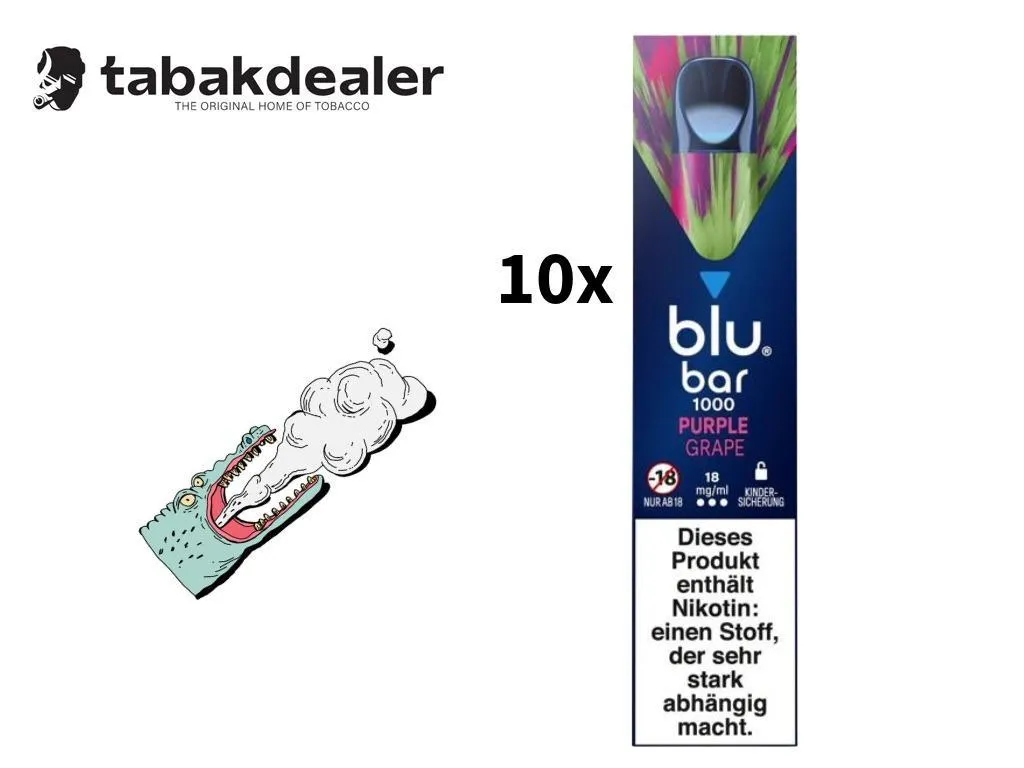 blu bar Purpel Grape E-Shisha 18mg/ml 10 Stück
