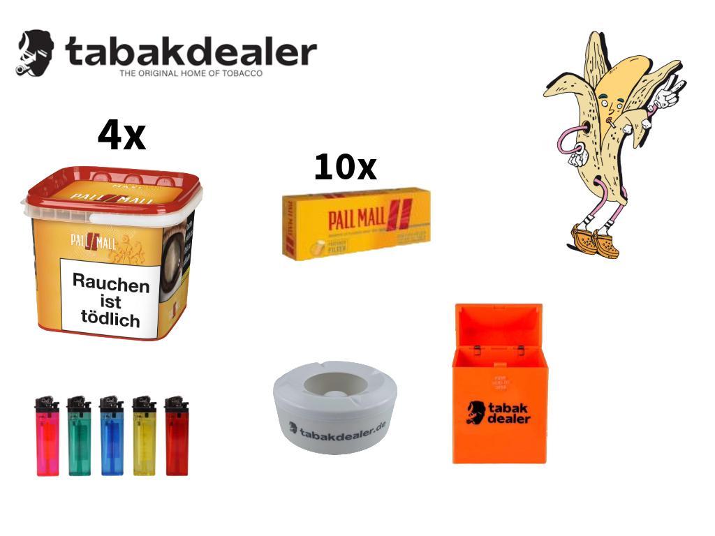 4 x Pall Mall Allround Red Giga + 2000 Hülsen + 5 Cool Feuerzeuge + 1 Tabakdealer Etui + 1 Tabakdealer Windascher 1 x 263g