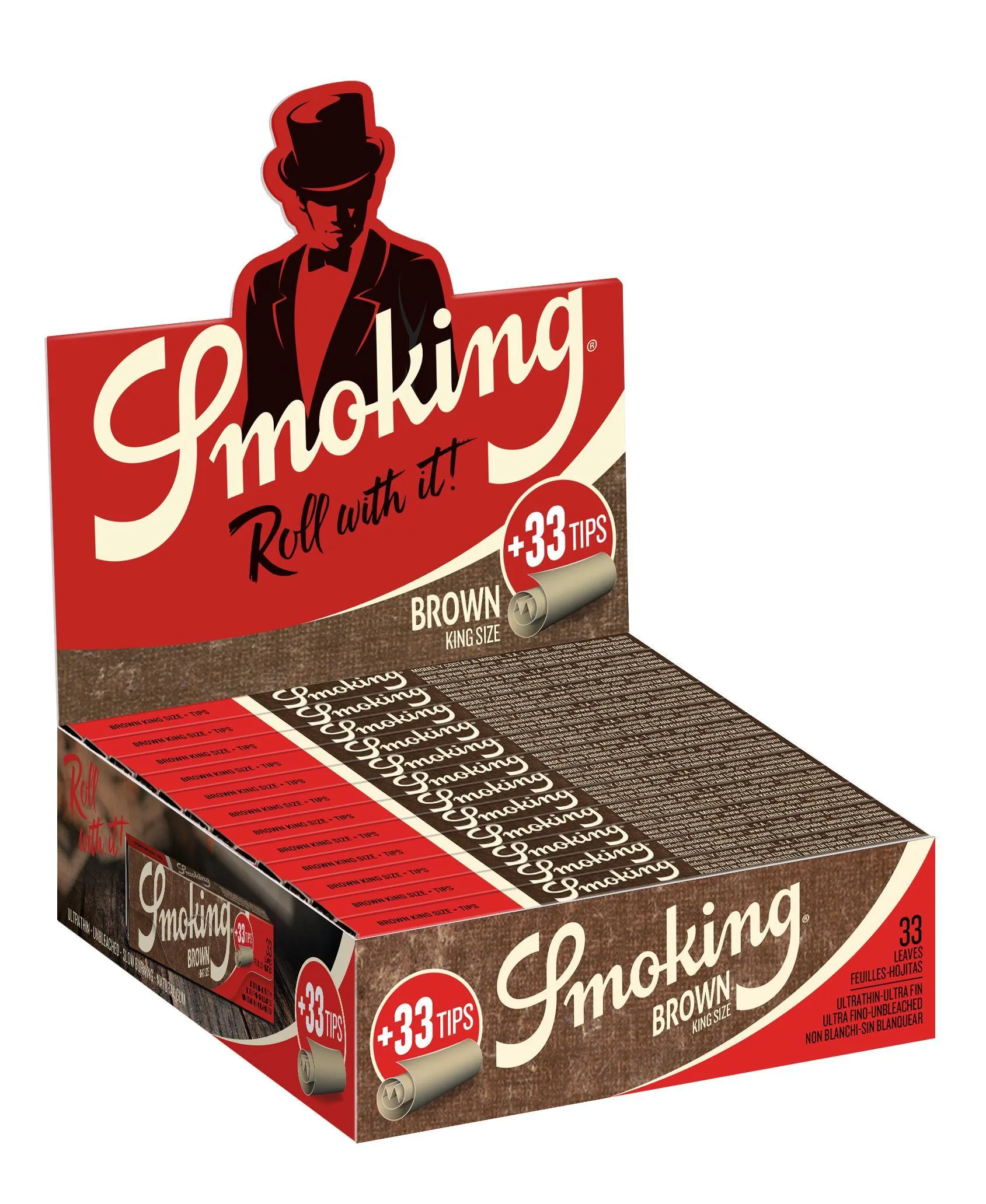 Smoking King Size Brown & Tips 33 x 24 Blättchen 24 x 33 Blättchen