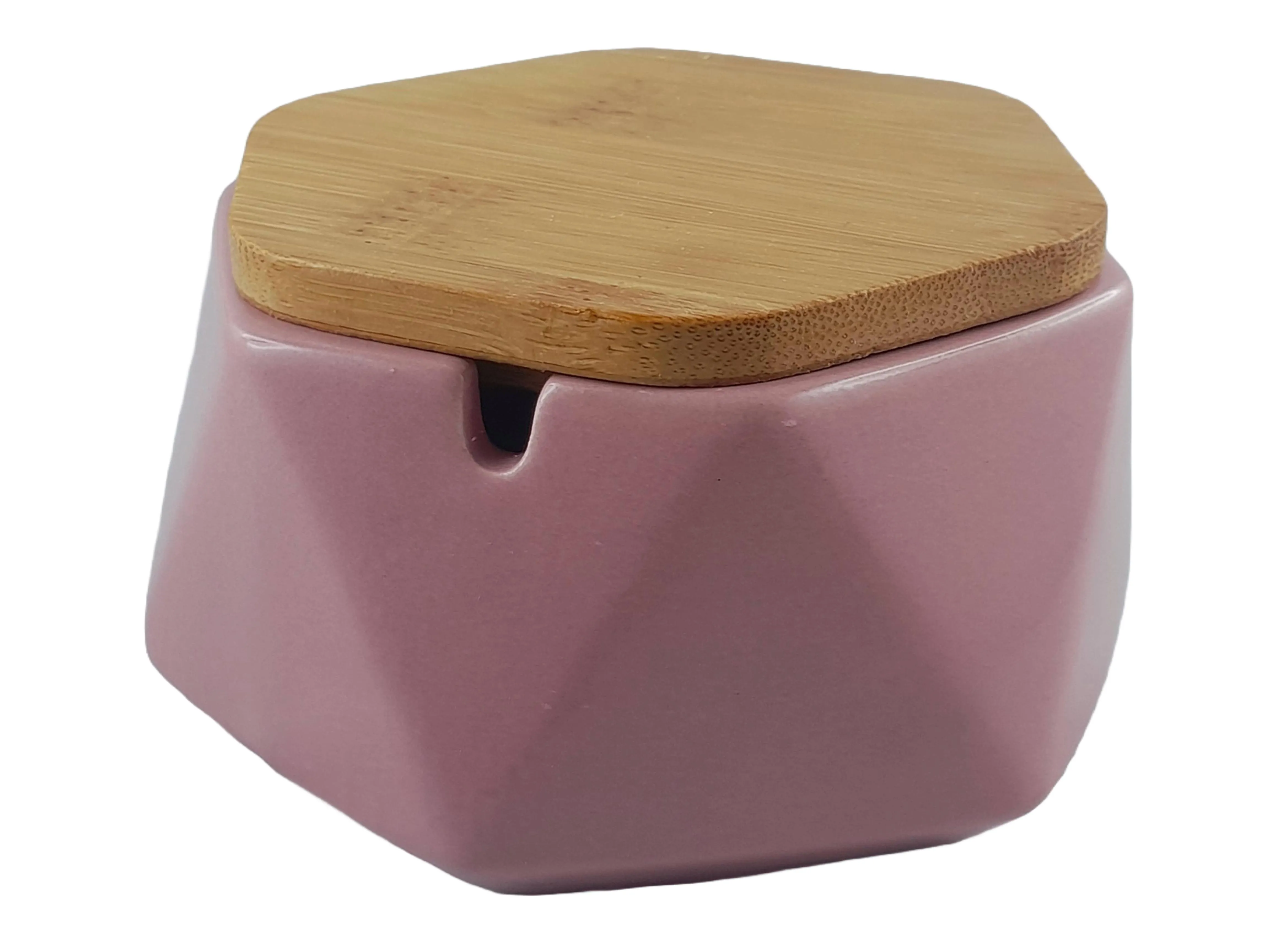 Windascher Keramik mit Deckel aus Bambus Rosa 1 Stück