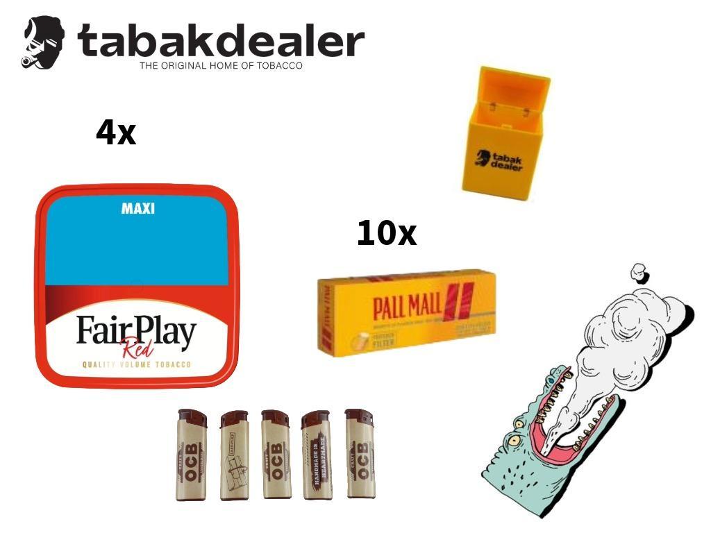 4 x Fair Play Maxi Box 315g + 2000 Hülsen + 5 OCB Feuerzeuge + 1 Tabakdealer Etui 