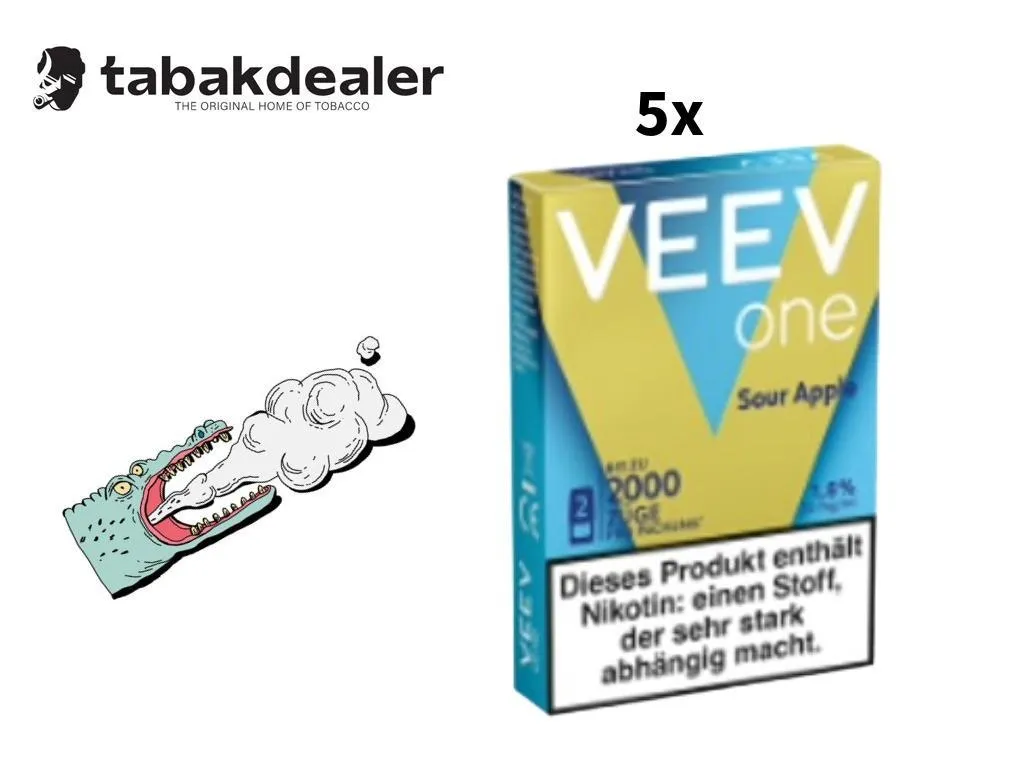 5x Veev One Pod Sour Apple